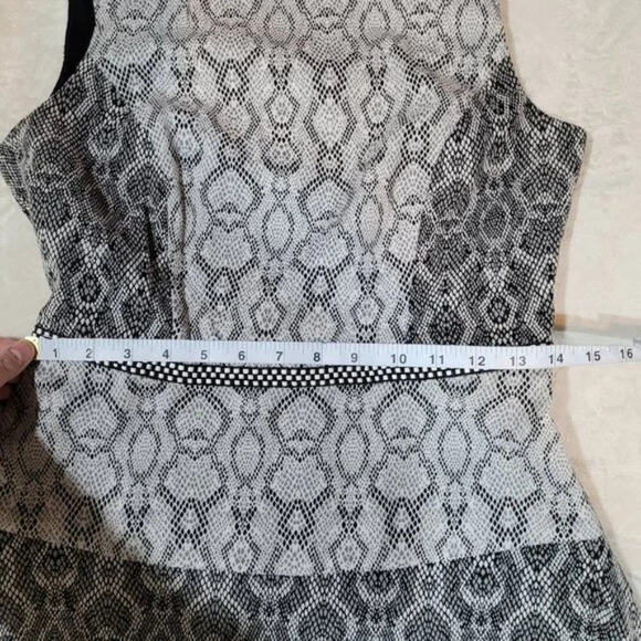 Belle Badgley Mischka Monochromatic Snakeskin Print Fit and Flare Dress - Size 6 - Picture 9 of 10